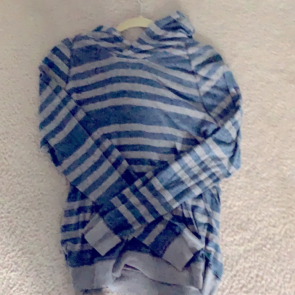 Gently worn blue striped sweatshirt